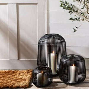 Geometric Style Lanterns Table Decoration Iron Wire <b>Pillar</b> Candle Holders Black Coated Nice Quality Table Lanterns for <b>Lighting</b> - Product Image 1