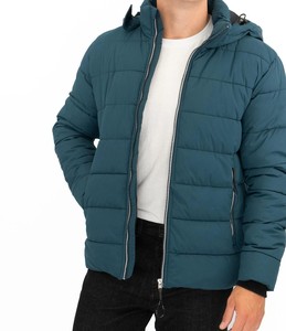 Chaqueta Acolchada con Capucha para Hombre, Cierre de Cremallera, Corte Regular - Product Image 3