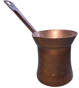 Magnifique cafetière turque, grecque et arabe en cuivre et laiton gravé, pour cuisinière, avec poignée en bois (Cezve, Ibrik, Briki) - Product Image 5