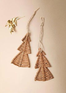 Accesorios Decorativos Boho de Ratán, Decoración Navideña Única, Árbol de Navidad de Ratán para Colgar en la Pared, Tejido a Mano - Product Image 5