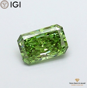 Magnifique diamant de laboratoire cultivé CVD de 1,00 carat, taille Radiant, couleur vert vif fantaisie, clarté VVS2, avec certificat IGI pour bague personnalisée - Product Image 1