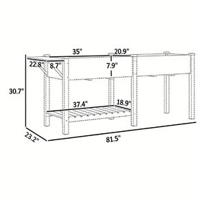 Bac de jardin surélevé en bois naturel, sac de plantation pour cultiver légumes, fruits et fleurs - Product Image 6