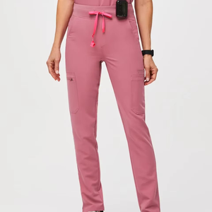 Premium Light Pink Medical Scrub <b>Set</b> Customize Hospital Nurse Uniform V-Neck Top Cargo Pants <b>Doctor</b> Nursing Workwear Scrub Suit - Product Image 6