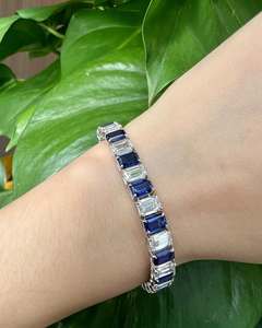Nouveau bracelet en argent 925 pour femmes, bijoux de mode, saphir incrusté sur une seule rangée, vente directe d'usine - Product Image 4