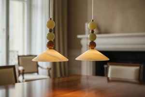 Lámpara Colgante Chapou de Ónix y Mármol, Hecha a Mano con Piedra y Vidrio, para Isla de Cocina y Comedores Modernos - Product Image 3