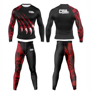 ชุดเสื้อและกางเกงรัดรูป MMA ระบายอากาศได้ดี พิมพ์ลายด้วยระบบดิจิตอลแบบ Sublimation แขนยาว สำหรับผู้ชาย - Product Image 1