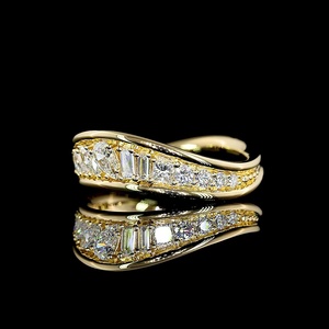 Anillo de Diamantes Personalizado con Certificado IGI de 0.5 Quilates, Corte Pera, Marquesa y Princesa, Oro Amarillo Sólido, Anillo de Boda Único - Product Image 4