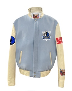 Veste universitaire Dallas Mavericks en laine et cuir bleu ciel - Product Image 1