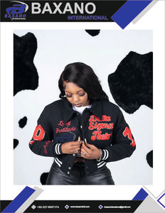 Delta |   Sigma |   Chaqueta Universitaria para Mujer Theta DST Sorority, Chaqueta Corta de Invierno de Poliéster/Algodón, Roja Clásica Bordada y Transpirable - Product Image 5