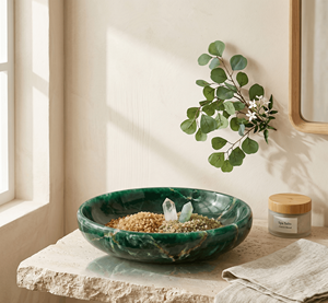 Bol en résine de luxe fait main élégant, motif marbré vert coloré, finition brillante, durable pour les présentations décoratives de table à manger - Product Image 4