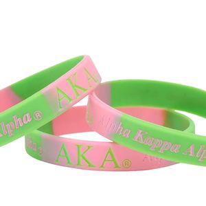 Pulsera de Silicona AKA Rosa y Verde, Ajustable, Accesorio de Joyería de Moda, Colección de Regalos Inspirados en Hermandades - Product Image 5