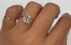 10K 14K 18K Solid Real Gold <b>Cushion</b> Cut Engagement Ring F VS Lab Created Diamond Wedding Custom Fine Jewelry Rings Bulk Supplier - Product Image 2