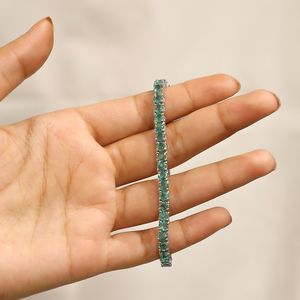 Bracelets tennis en émeraudes naturelles, or blanc 18 carats, bijoux en pierres précieuses, bracelet de luxe pour femme, cadeau - Product Image 4