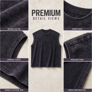 Camiseta sin Mangas Personalizada para Hombre, Estilo Vintage, Lavado Ácido, Algodón, Streetwear, con Logotipo Personalizado - Product Image 4