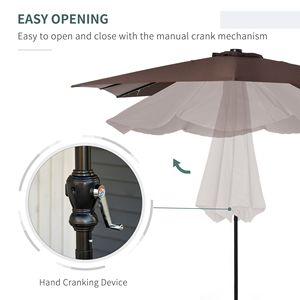 Ombrellone Solare a LED 9FT X 7FT con Manovella e Inclinazione a 45 Gradi, Funzionamento a Pulsante per Tavoli da Esterno e Uso Commerciale - Product Image 5