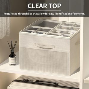 Lot de 2 boîtes de rangement pliables pour chaussures avec séparateurs réglables et couvercle transparent, capacité jusqu'à 16-32 paires - Product Image 3