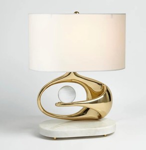 Modern gold <b>table</b> lamp with marble base designer <b>table</b> lamp with glass ball accent luxury <b>bedside</b> lamp for bedroom decorative - Product Image 1