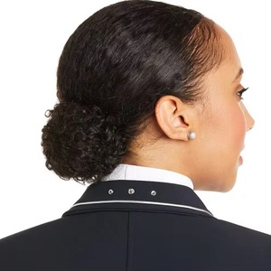 Chaqueta de Equitación Personalizada para Mujer, Color Azul Marino, con Bolsillos con Cremallera y Ribete Blanco, para Competencia, OEM - Product Image 2