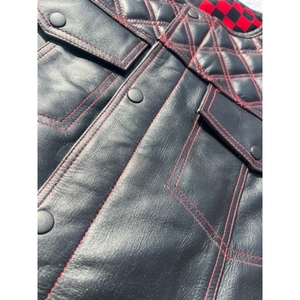Men Genuine Leather Biker <b>Vest</b> With A Traditional Cut Designed For Everyday Riding Soft Sublimated Silk Inside Lining - Product Image 3