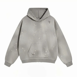 Sweat-shirt à capuche zippé vintage délavé pour homme, coupe oversize, style streetwear décontracté, personnalisé en coton délavé - Product Image 4