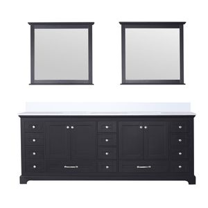Espresso Double Bath <b>Vanity</b> with 34 In. <b>Mirrors</b> 84 In. W X 22 In. D White Quartz Top 34 In. <b>Mirrors</b> - Product Image 1