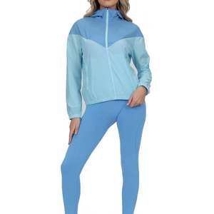 Light Blue Hooded Racer <b>Quilted</b> <b>Jacket</b> with Zipper Closure Sporty Windproof Waterproof Reversible <b>Pattern</b> Nylon Spandex - Product Image 3
