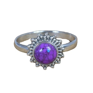 ARTS JEWELS Anillo de Plata de Ley 925 con baño de oro rosa, engaste de garra, turquesa morada de forma elegante, moderno y certificado, Diciembre - Product Image 1