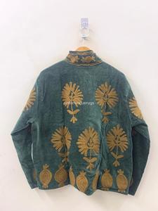 Manteau en coton brodé à la main à motifs floraux, col mandarin, manches longues, grande taille, vêtements d'extérieur pour femmes, style bohème, automne - Product Image 3
