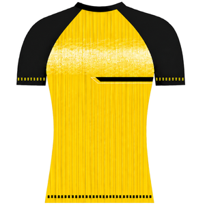 Camiseta Deportiva Raglán Personalizada Amarilla y Negra, Manga Corta, Cuello Redondo, Transpirable, Uniforme Deportivo para Entrenamiento, Rendimiento Deportivo - Product Image 2