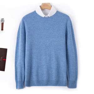 Suéter de lana de invierno personalizado para hombre, jersey de merino suave, informal, clásico, 100% lana, a rayas, con encaje grueso - Product Image 3