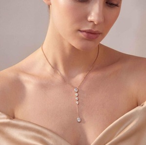 Collar Moderno con Colgante en Forma de Y, con Diamante Ovalado Cultivado en Laboratorio de 2.32 CTW, Engastado en Oro Rosa de 9K - Product Image 1