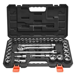 Set di Chiavi a Bussola con Cricchetto da 1/2 Pollice, 33 Pezzi, Kit di Riparazione Auto SAE e Metrico con Chiave a Cricchetto ed Estensione - Product Image 6