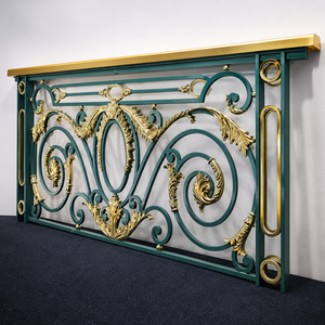 Luxury Black Gold Stair <b>Railing</b> Ornate Metal Balustrade Decorative Iron Handrail Villa Home Staircase Guardrail Supplier - Product Image 2