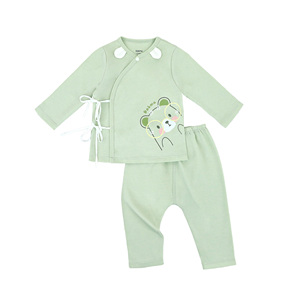 Chemise kimono pour bébé toute saison avec motif de dessin animé, fermeture à un bouton, manches courtes, coton biologique respirant ALB12 - Product Image 1