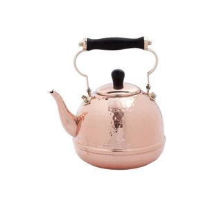 Bouilloire à thé en cuivre de style antique avec poignée en bois fleuri pour une décoration de cuisine classique et un cadeau haut de gamme - Product Image 2