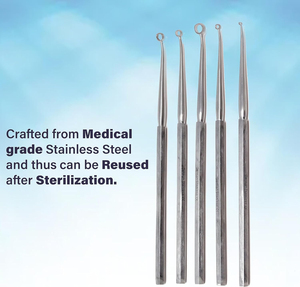 ชุดเครื่องมือขูดหูสำหรับกำจัดสิ่งแปลกปลอม 5 ชิ้น ทำจากเหล็กกล้าไร้สนิมเกรดทางการแพทย์ พร้อมห่วงสำหรับขูดหู - Product Image 5