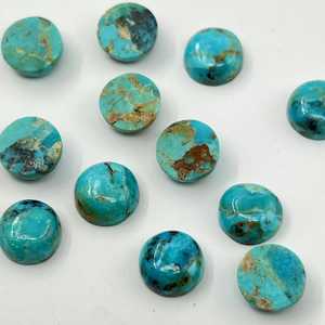 Turquoise bleu Mohave, forme ronde, cabochon, pierre précieuse non montée pour la création de bijoux - Product Image 5