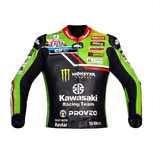 Alex Lowes Kawasaki WSBK Cowhide/Kangaroo Made To Measure Perforated Track Leather <b>Racing</b> <b>Jacket</b>/Chaqueta Protection CE - Product Image 1