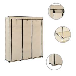 Portable <b>Cream</b> Non-Woven Fabric Collapsible <b>Wardrobe</b> - Product Image 2