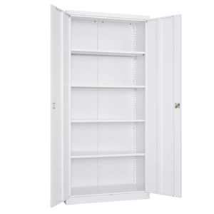 Armadio da Garage in Acciaio Chiudibile a Chiave 68.9, 5 Ripiani, 4 Mensole Regolabili, 2 Porte Magnetiche, 2 Chiavi per Conservazione Attrezzi - Product Image 1