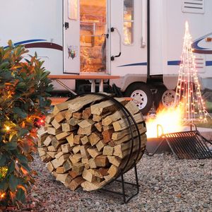 40-Inch Tubular Steel <b>Log</b> Hoop Firewood Storage Rack for Fireplace Sets & Accessories - Product Image 6