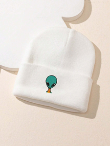 Custom Embroidered Beanie <b>Hat</b> <b>Winter</b> Warm Acrylic Knit Skull Cap Alien Logo Cuffed Beanie Unisex Streetwear OEM Wholesale - Product Image 2