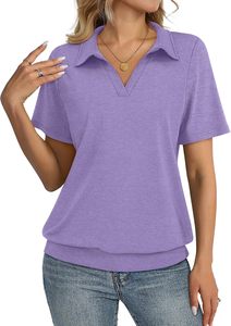 Camiseta de Punto de Manga Corta Azul Marino para Mujer, Color Sólido, Informal, Transpirable, Largo Regular, Poliéster, OEM Harry Johnson - Product Image 3