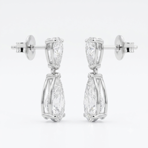 Women's 18K White Gold Pear Cut <b>Dangle</b> <b>Earrings</b> Lab <b>Diamond</b> IGI Certified Classic Jewelry Everyday Wear F VVS2 Clarity - Product Image 2