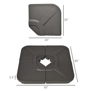 Base a Sbalzo Quadrata 4 Pezzi, Capacità 79 kg, Riempibile con Acqua/Sabbia, per Ombrelloni da Giardino, Marrone, per Cortile, 2.5m 3m, Poliestere - Product Image 3