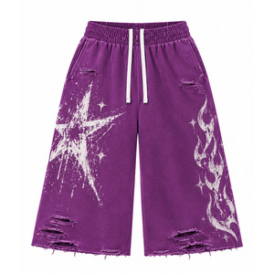 Men's for Streetwear 100% Cotton Canvas Baggy <b>Wide</b> <b>Leg</b> Knee-Length Elastic Waist <b>Shorts</b> Quick Dry & Breathable - Product Image 1