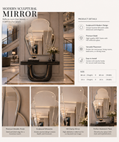 Miroir mural en argent, design galet, miroir décoratif, salle de bain, chambre à coucher, salon, moderne, élégant, mural, 24*26 pouces