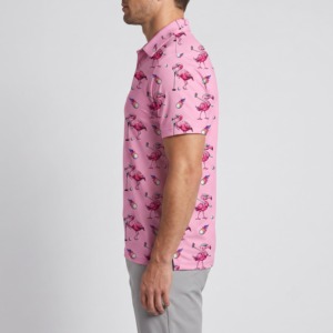 Polo personnalisé pour homme, imprimé flamant rose, manches courtes, respirant, 100% polyester, polo de golf, sublimation, décontracté, sport - Product Image 5