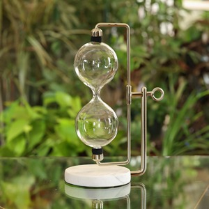 White Marble Base Glass <b>Sand</b> <b>Timer</b> Elegant Hourglass Decor For Office Desk And Modern Home Display Wholesale From India - Product Image 6