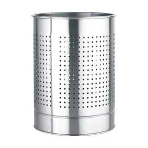 Perforated Stainless Steel Trash Can Mesh Round Metal Waste <b>Bin</b> Commercial Office Hotel Garbage Basket Rubbish Dustbin Container - Product Image 1